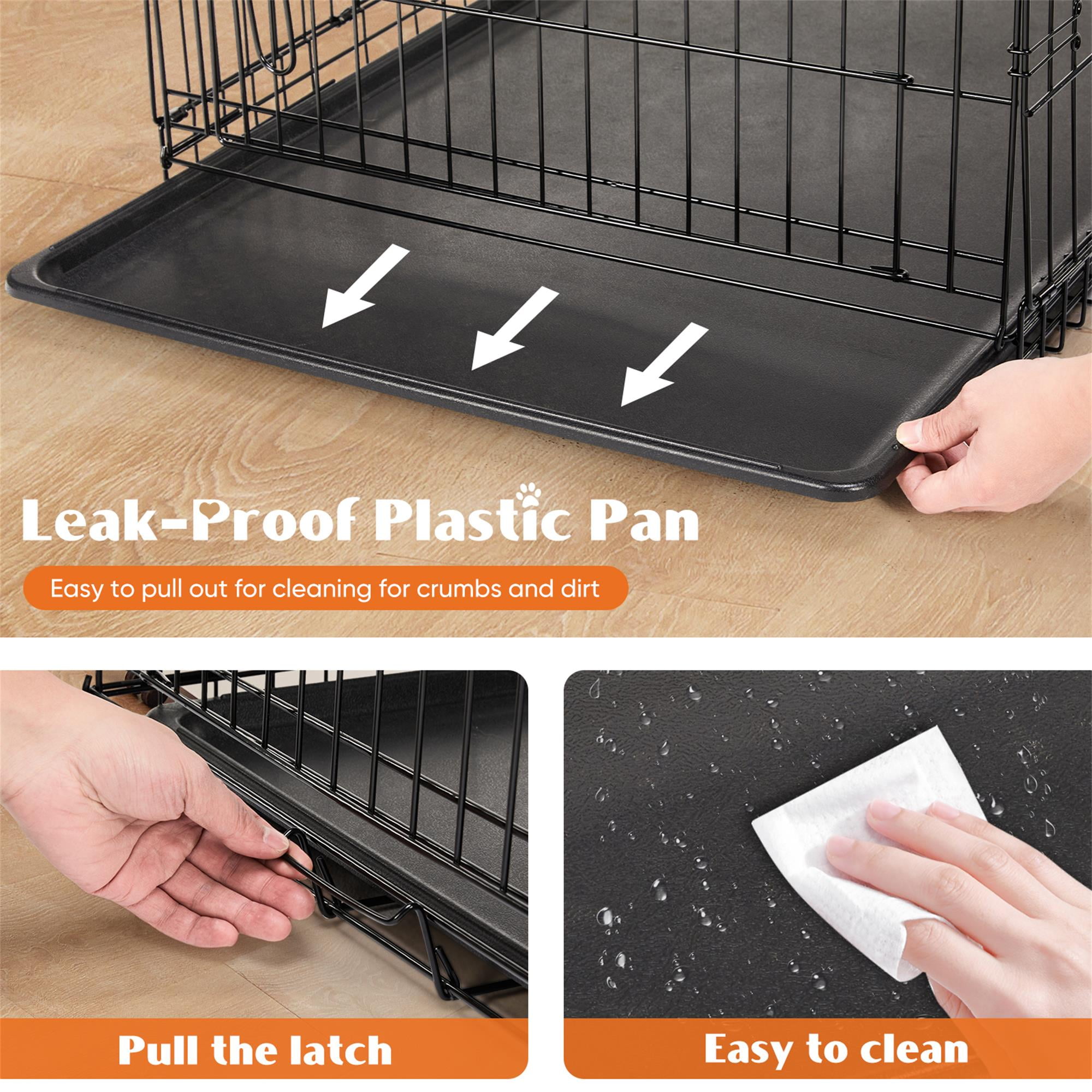 Pefilos 24" Durable Dog Crate with Double Doors, Foldable Metal Wire Dog Cage with Tray and Divider Panel, Dog Kennel for Large Dogs, Black Pefilos 24" Durable Dog Crate with Double Doors, Foldable Metal Wire Dog Cage with Tray and Divider Panel, Dog Kennel for Large Dogs, Black
