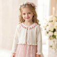 thumbnail image 6 of Staki Girls Cardigan Girls Sweater Kids Knit Hollow Out Long Sleeve Button Cover Up Cropped Tops 1-14Y,4-5 Years, 6 of 9
