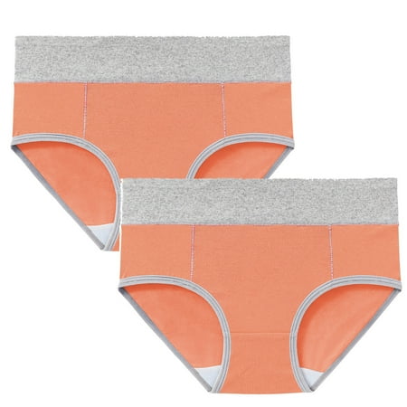 Diufon 2 Pack Cotton Underwear for Women High Waisted Seamless Soft Block Color Panties Ladies Plus Size Briefs
