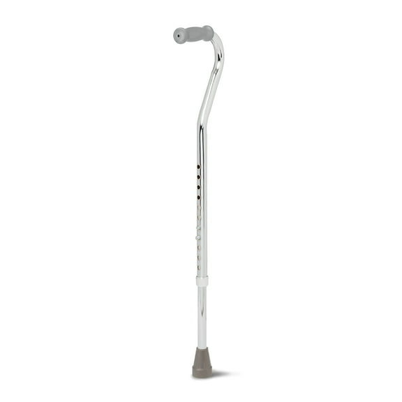 Medline Bariatric Offset Walking Cane, 29-In to 38-In Adjustable Height, 500 lb Weight Capacity, Aluminum, Chrome