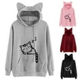 thumbnail image 1 of FAROOT Women's Long Sleeve Printed Top, Cartoon Pattern Hoodie with Pocket, 1 of 3