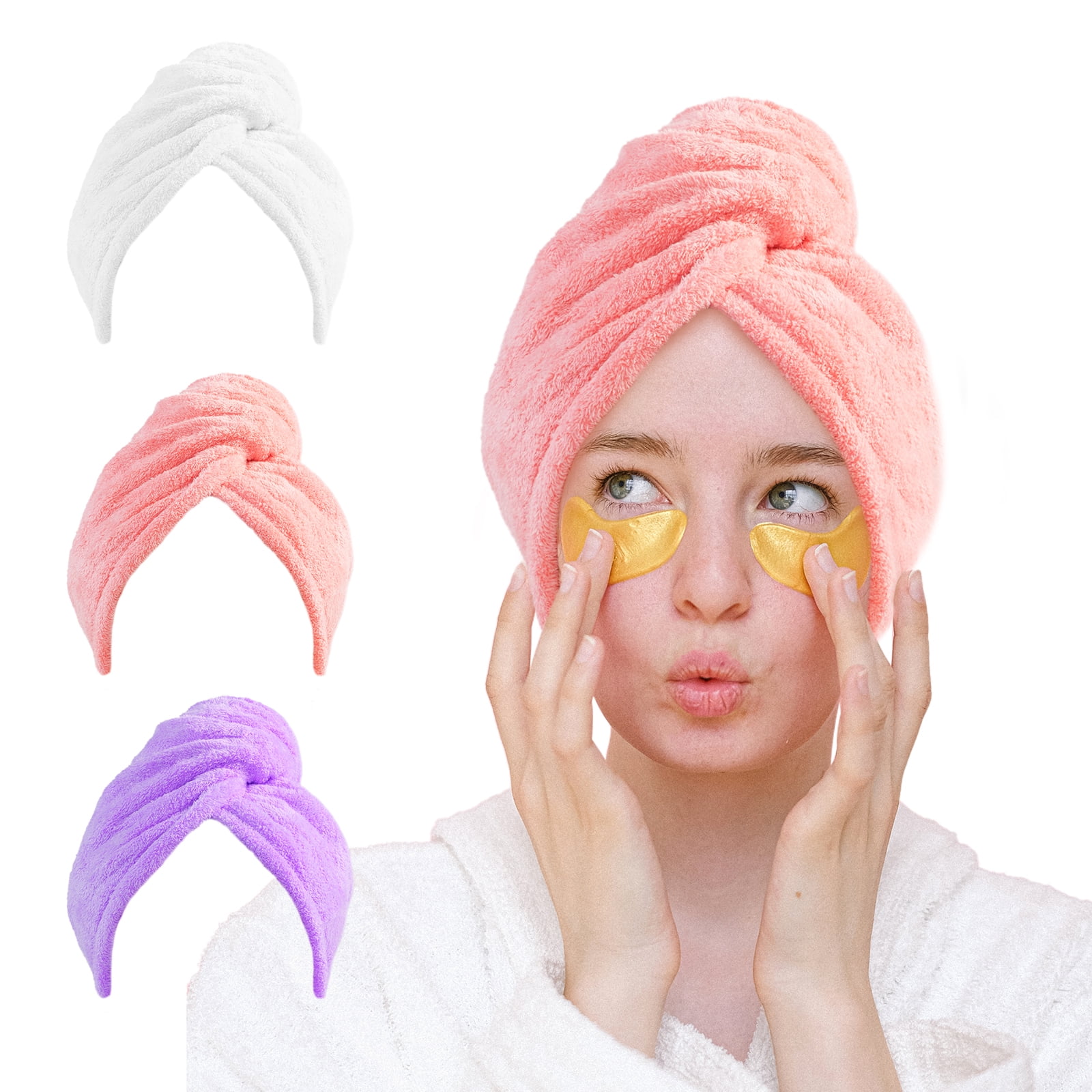 Microfiber Hair Towel for Women, 3 PCS Super Absorbent Hair Wrap for