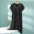 thumbnail image 2 of HVOBTTY Womens Comfy Stretch Nightdress, Nightgowns for Women, Women's Casual Soft Solid Color Long Sleeve Mid Long Nightgown with Chest Pad Sleep Dress Black, XXL, 2 of 4