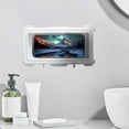 thumbnail image 1 of Soporte impermeable para teléfono celular para ducha de baño | Caja telefónica de plástico giratoria de montaje en pared | Estante de almacenamiento sellado | Fuerte adherencia | Se adapta a, 1 of 6