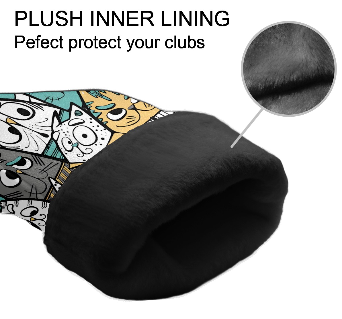 Golf Club Covers, Cat Premium PU Leather Driver Hybrid Putter Head Covers with Velvet Lining, Waterproof Golf Gifts for Men Women