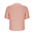 thumbnail image 5 of Busydd Summer Tops for Women Trendy Solid Color Embroidered Womens Tops Short Sleeve V Neck Cotton Linen Shirts Casual Comfy Spring Going Out Tops, 5 of 6