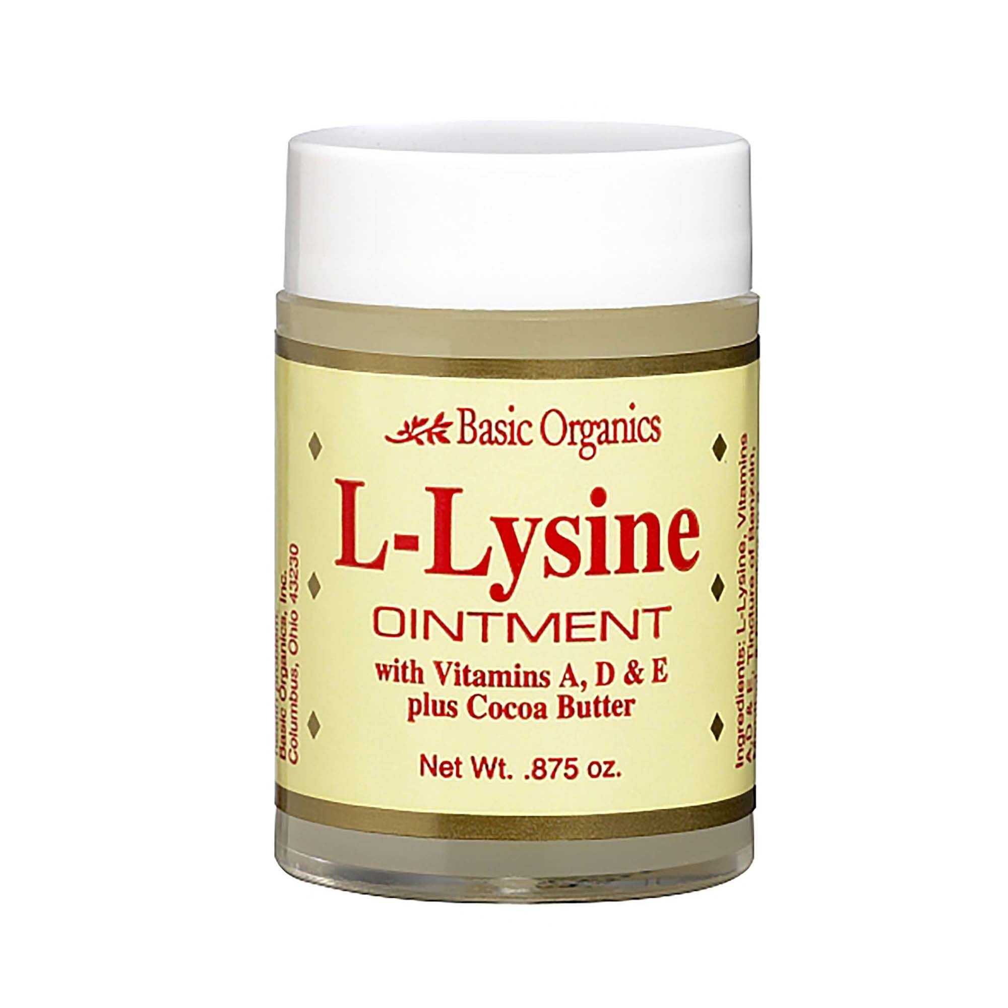 Basic Organics LLysine Ointment, 0.875 Oz.