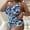 Blue, variant on Hvot&aat Womens Plus Size One Piece Swimsuits Floral Halter Criss Cross Back Swimwear Vintage Ruched Bathing Suit