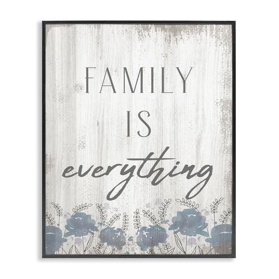 Stupell Industries Rustic Lodge Family Is Everything Sentiment Blue Wild Flowers Black Framed Giclee Art, 16 x 20, by Lil' Rue