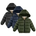 thumbnail image 6 of LYMAYTER Kids Boys Hooded Jacket Winter Solid Color Warm Outerwear Baby Long Sleeve Classic Cotton Coats for 1-5 Years, 6 of 7
