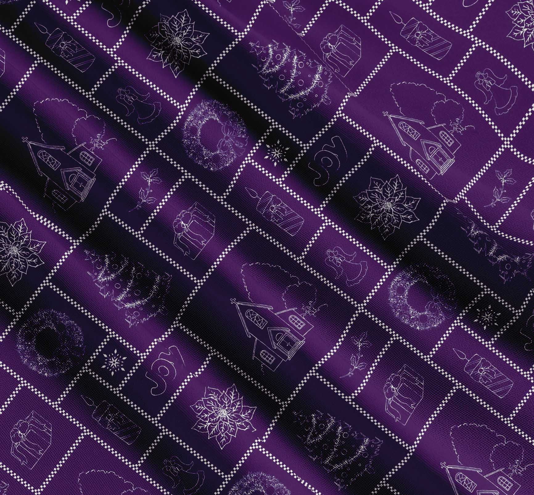 Soimoi Purple Cotton Poplin Fabric Christmas Theme Party Printed Craft Fabric by the Yard 42 Inch Wide