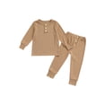 thumbnail image 1 of SAYOO 2 Pieces Kids Nightwear, Unisex Solid Color Round Neck Long Sleeve Tops+ Long Pants for Spring Autumn, 18 Months-6 Years, 1 of 8