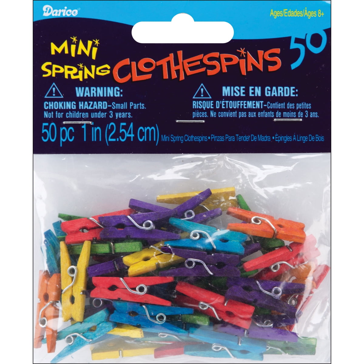 Mini Spring ClothespinsColored 1" 50/Pkg