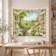 thumbnail image 5 of Open Arched Window with Cottage Garden and Rolling Fields, Romantic Cottagecore for Garden Lovers, Floral Wall Art Decor, Housewarming Gift, Tapestry Wall Hanging for Bedroom and Living Room, 5 of 7