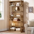 thumbnail image 6 of Finmind 75-inch Tall Bookcase, 6-Tier Wooden Bookshelf, Large Freestanding Display Shelves for Living Room, Home Office, Bedroom, Light Brown, 6 of 7