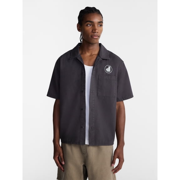 No Boundaries Boxy Fit Emboridered Mechanic Shirt, Men's XS-5XL