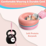 NewBee Kids Headphones with Microphone, HD Stereo, Safe Volume Limit 85dB/94dB, Eco-Friendly, Foldable, Adjustable Headband, 3.5mm Jack for Girls/PC/Mac/Tablet (Pink)
