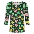 thumbnail image 5 of Ounisa Womens 3/4 Sleeve T Shirt Crew Neck St.Patrick's Day Printed Pullover Loose Fit Casual Fashion Stylish Tops S-3XL, 5 of 5