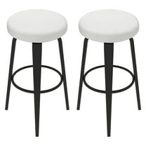 Uxcell 2 Pcs Velvet Bar Stool Covers, 14-18 Inch Round Bar Stool Cover with Elastic Band Stretch Chair Seat Cover Washable Slipcovers for Round Stool Chair, White