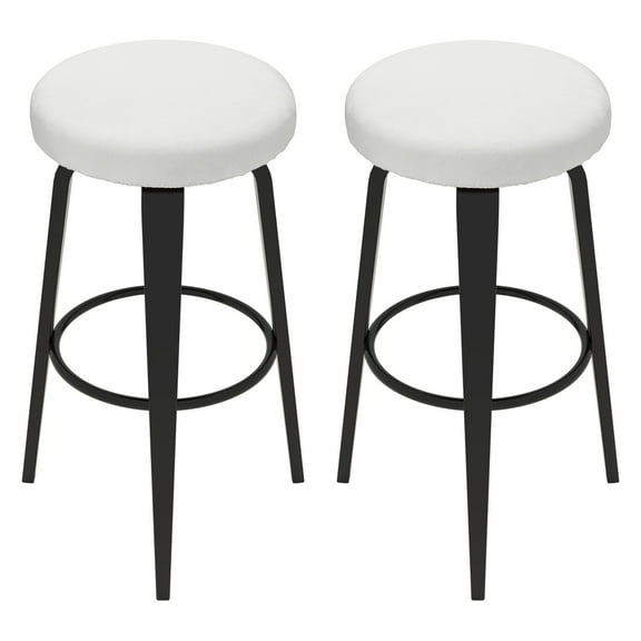 Uxcell 2 Pcs Velvet Bar Stool Covers, 14-18 Inch Round Bar Stool Cover with Elastic Band Stretch Chair Seat Cover Washable Slipcovers for Round Stool Chair, White