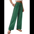 thumbnail image 1 of Pantalones Palazzo de para Mujer, Elegantes, de Verano, de Pierna , Holgados, Estilo Bohemio, de , para Playa, con Bolsillos. Verde Tinta M, 1 of 10