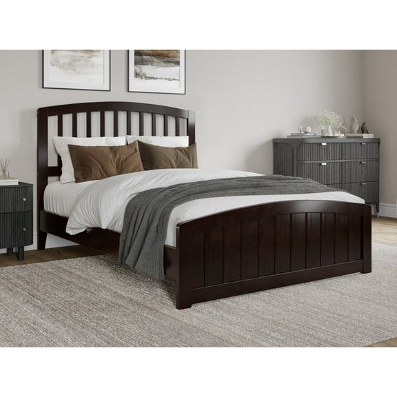 AFI Quincy Queen Solid Wood Low Profile Platform Bed with Matching Footboard, Walnut