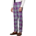 thumbnail image 5 of INSPIRE CHIC Men's Business Plaid Lightweight Regular Fit Flat Front Checked Pants 28 Purple, 5 of 7