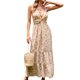 thumbnail image 3 of VISgogo Vestido sin mangas con cuello en V para mujer, estilo informal con estampado floral, anudado, sin mangas, sin espalda, con corbata, falda larga VISgogo moda, 3 of 9