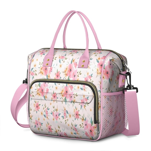 Pioneer Flower Floral Print Pattern Womens Lunch Box for Work,Insulated Large Lunch Bag for Tween and Teen,Loncheras Para Mujer,Leakproof Adult Lunch Bag for Work,Beach,Travel,Picnic,Camping