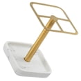 thumbnail image 4 of Soporte de cepillo de dientes de baño Cepillo de maquillaje Soporte de acero inoxidable Base de resina Rack de almacenamiento de pasta de dientes, 4 of 6