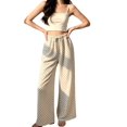 thumbnail image 3 of Women'S Elastic Waist Drawstring Polka Dot Print Casual Wide Leg Long Pants White M, 3 of 9