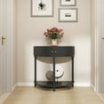 thumbnail image 4 of YIYADO Half Moon Console Table, Half Moon Design Coffee Table, Dark Gray Finish with 2 Storage Drawers and Bottom Shelf, Craftsman Made Wave Pattern, 4 of 6