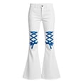 thumbnail image 4 of SGMVNU Girls Flared Pants High Waist Bell Bottom School Uniforms Pants Stretch Casual Trousers with Pockets, Size 9-10 Years, White, 4 of 4