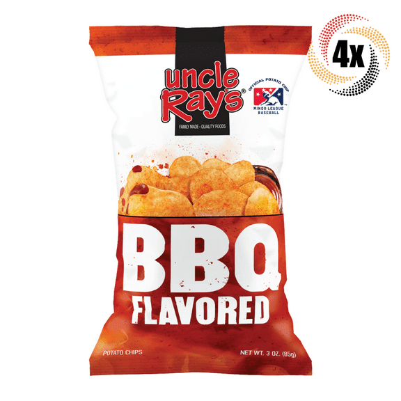 4x Bags Uncle Ray's BBQ Flavored 4.5oz | Official MLB Chips | Fast Shipping