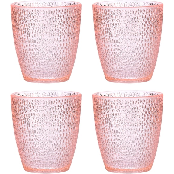 7oz Acrylic Drinking Glasses 4Pcs Tumblers Drinkware, Reusable Unbreakable Water Glasses Cups Stackable Dishwasher Safe for Home Outdoors Restaurant,Pink,7oz