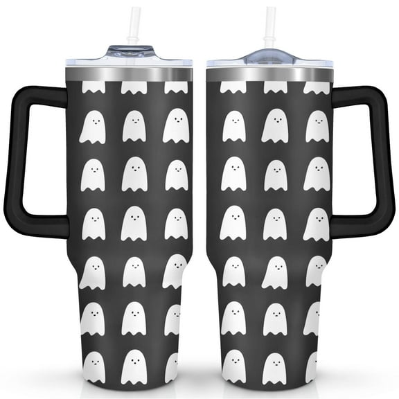 Happy Halloween Tumbler with Handle Insulated Water Bottle 40 oz Cafe Tumblers for Cafe Drinks Beverage Liquid Cocktail Ideal Gift for Women Daughter Mom