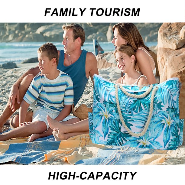 Flintronic Sac De Plage Pour Femme | Sac Fourre-tout D'été En Toile | Grand Sac à Bandoulière Avec Poignée En Corde Pour La Plage, Les Vacances, Le Shopping, Les Voyages, #5 Ancre Noire, One Size