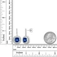thumbnail image 2 of Gem Stone King 925 Sterling Silver Blue Created Sapphire and White Moissanite Dangle Earrings for Women (5.71 Cttw, Cushion 8MM), 2 of 3