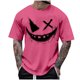 thumbnail image 2 of Blusas y camisas de manga corta con cuello redondo para hombre, blusas casuales de verano a la moda con cuello redondo y estampado para hombre., 2 of 4