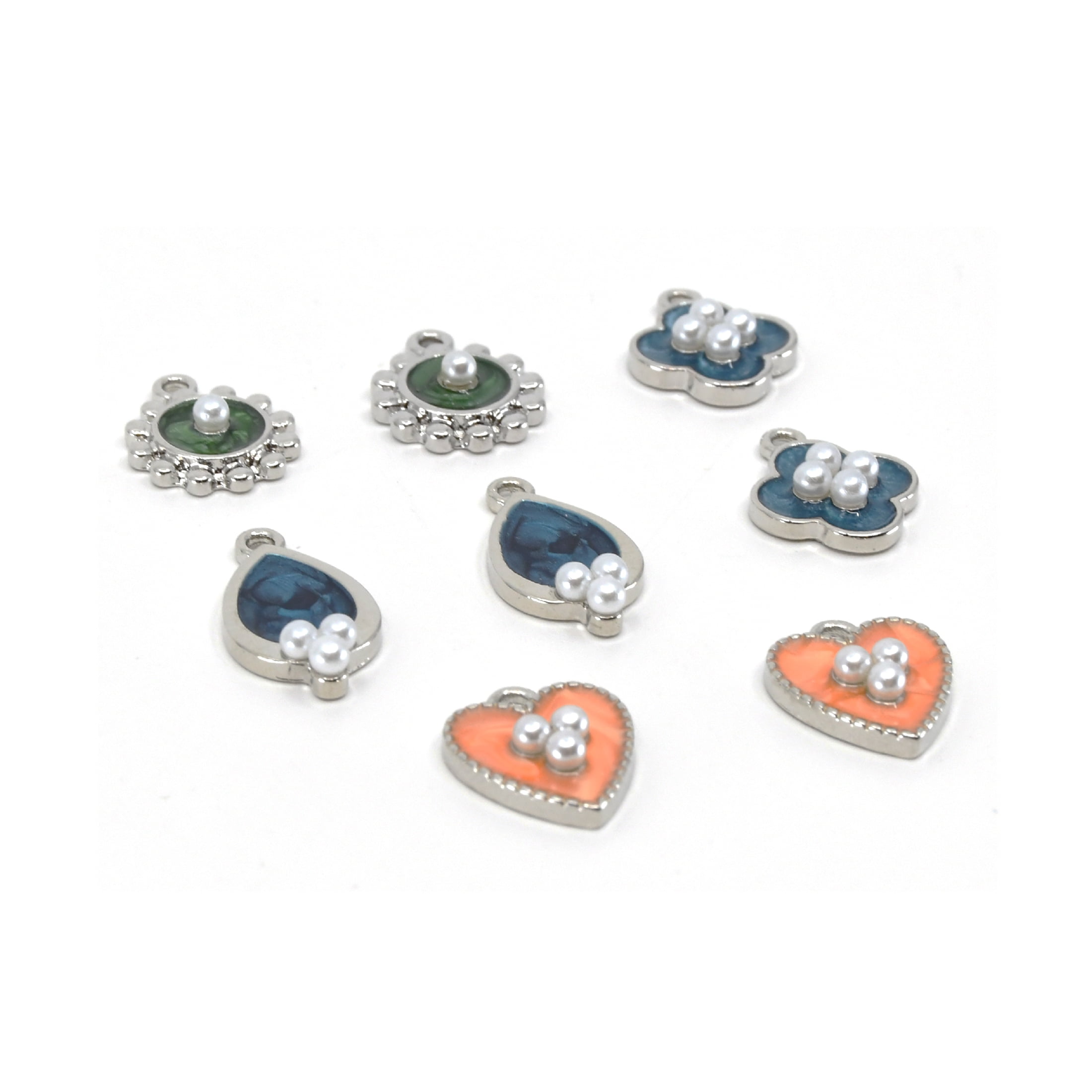 Blue Moon Beads Multi-Color Enamel Shaped Charms, Set of 8