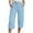 Light Blue, variant on GEWSEY Womens Cotton Cropped Soft Pants Loose Fit Wide Leg Capri Casual Plus Size Elastic Waist Drawstring Trousers (Light Blue, XXL)