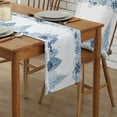 thumbnail image 3 of Christmas Table Runner 120 Inch Blue Snowflake Winter White Holiday Table Runners for Christmas Reindeer Elk Forest Dinner Runner Xmas Party Decorations, 3 of 6