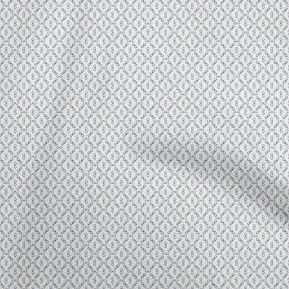 oneOone Cotton Flex Medium Blue Fabric Conversational Eyeglasses Sewing Material Print Fabric By The Yard 40 Inch Wide