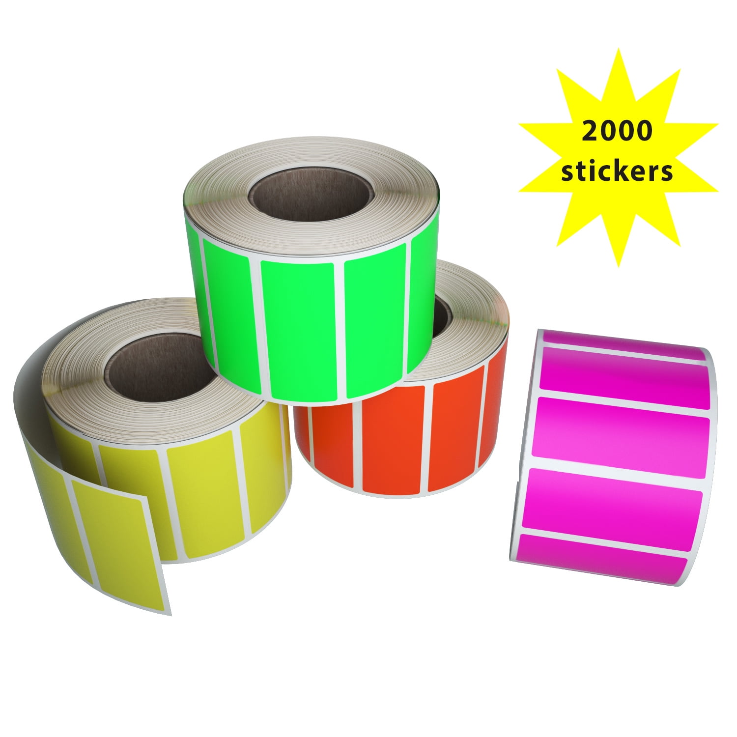 Rectangular Label Rolls 40MM X 19MM Colored labels in 4 Fluorescent