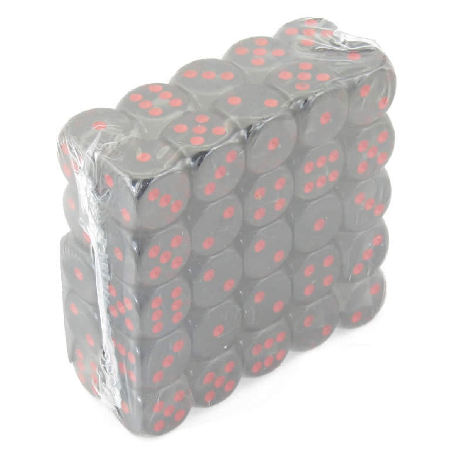 Smoke Translucent Dice with Red Pips D6 16mm (5/8in) Pack of 50 Wondertrail