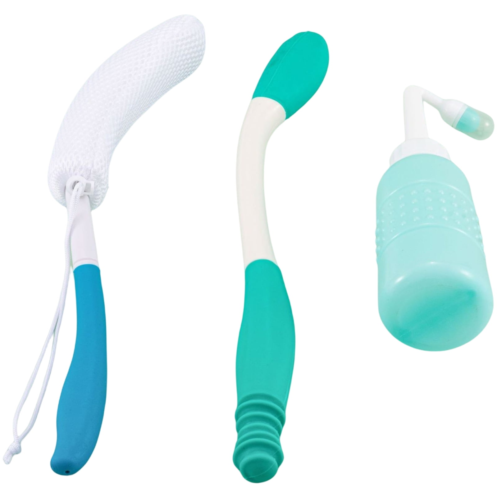 3 Piece Mobility Aid Bath Set Long Handle Body Brush Perineal Cleanser And Long Reach Washer For Elderly Care