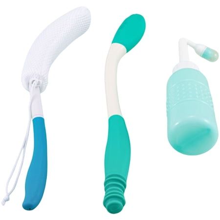 Portable Toilet Aid Bathroom Cleaning Set For Seniors Includes Long Reach Brush Perineal Washer