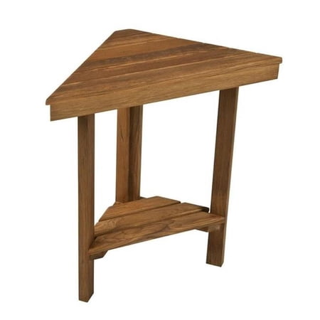 HomeRoots 18 in. Grand Resort Teak Brown Corner Shower Stool