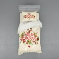 thumbnail image 1 of Ambesonne Christmas Bedding Set 3 Pcs, Floral Merry Xmas, Twin XL, Green Red Tan, 1 of 3