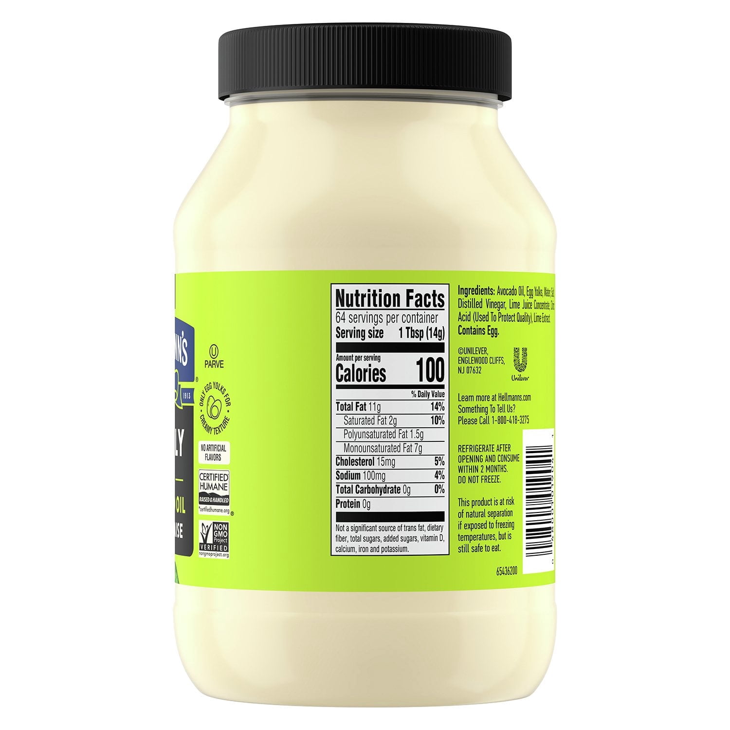 Hellmann's Purely 100% Avocado Oil Mayonnaise, 32 oz.